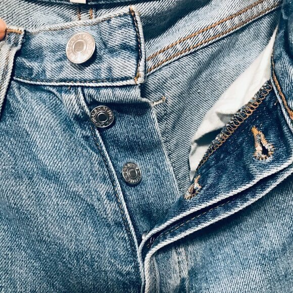 Re/Done Original High Rise Raw Hem Ankle Crop Jeans Size 29 - Picture 5 of 7